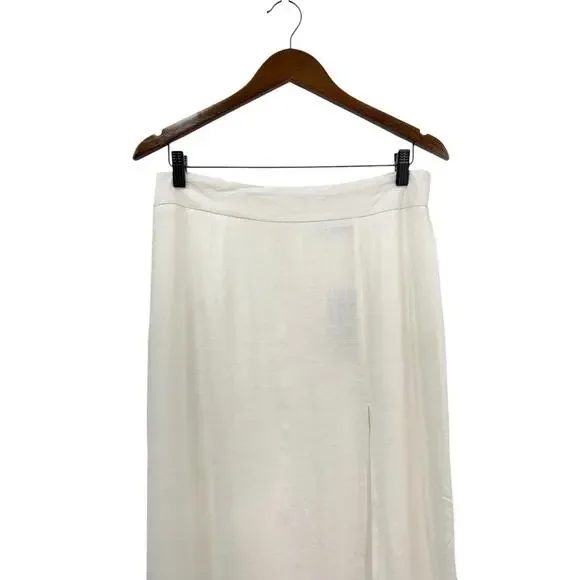 Lulu's White Midi Skirt with Front Slit - Picture 3 of 7